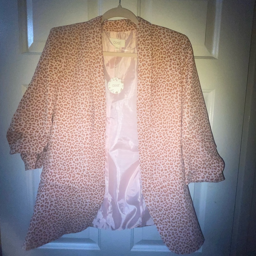 Pink Leopard Print Blazer